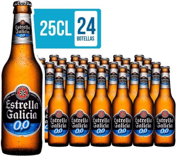 Botellines de cerveza estrella Galicia sin alcohol