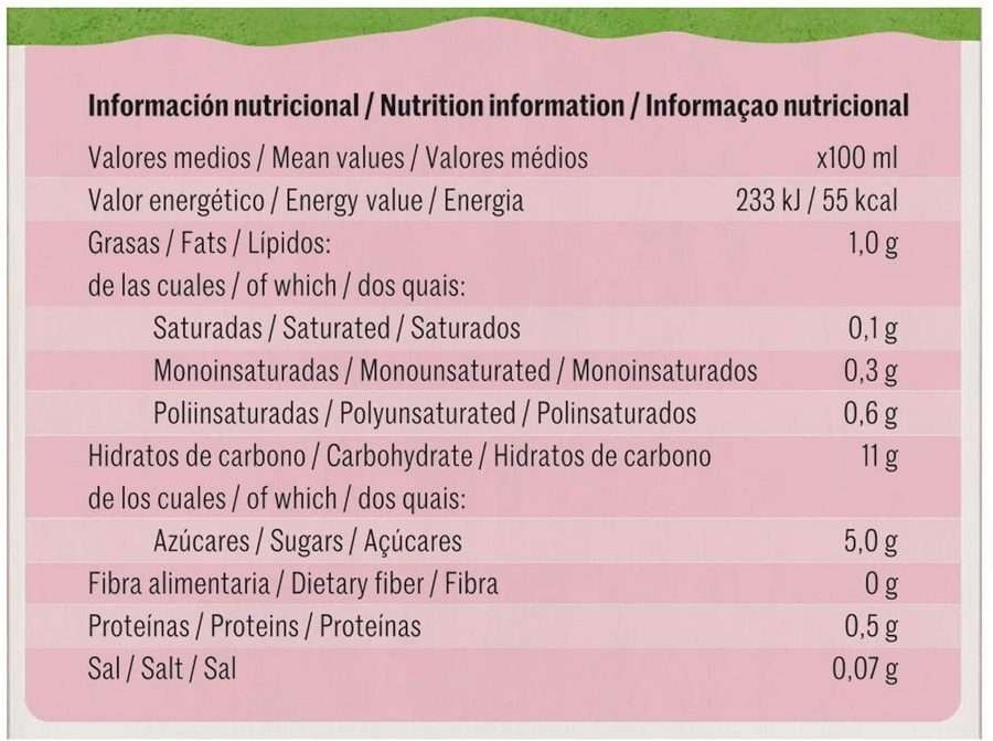 etiqueta de leche de arroz