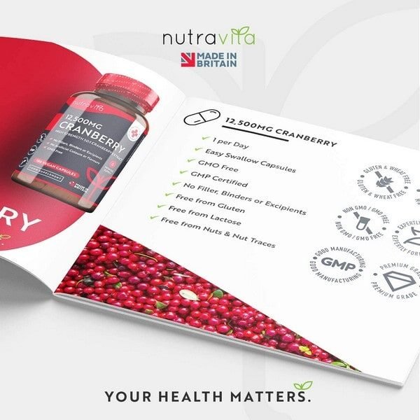 Arándano Rojo Capsulas 12,500 mg - 180 Cápsulas Apto Para Veganos - Suministro para 6 Meses - Extracto de Arándanos de Alta Potencia por Porción - Producto...