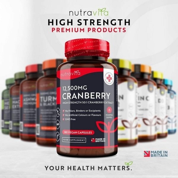 Arándano Rojo Capsulas 12,500 mg - 180 Cápsulas Apto Para Veganos - Suministro para 6 Meses - Extracto de Arándanos de Alta Potencia por Porción - Producto...