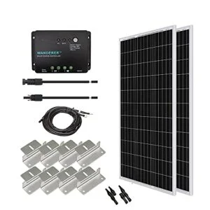 RENOGY 12 voltios 200 vatios Kits solares: 2pc 100W módulo de panel solar fotovoltaico PV + cable solar + 30A controlador solar + Z Soportes + MC4 Y conectores