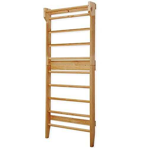 Physionics Espaldera Gimnasio 195 x 80 x 14cm, Carga de hasta 100kg. Madera. Espalderas de Fitness, Escalera Sueca, Barras de Pared