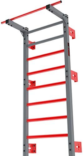 ZIDER Espaldera metálica. 215.5 x 78 cm. Carga máxima 300 kg. Barras de Pared con Barra de tracción, Escalera Sueca.