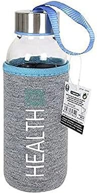 Botella de Agua de Cristal con Funda de Algodón HEALTH (300 ML)