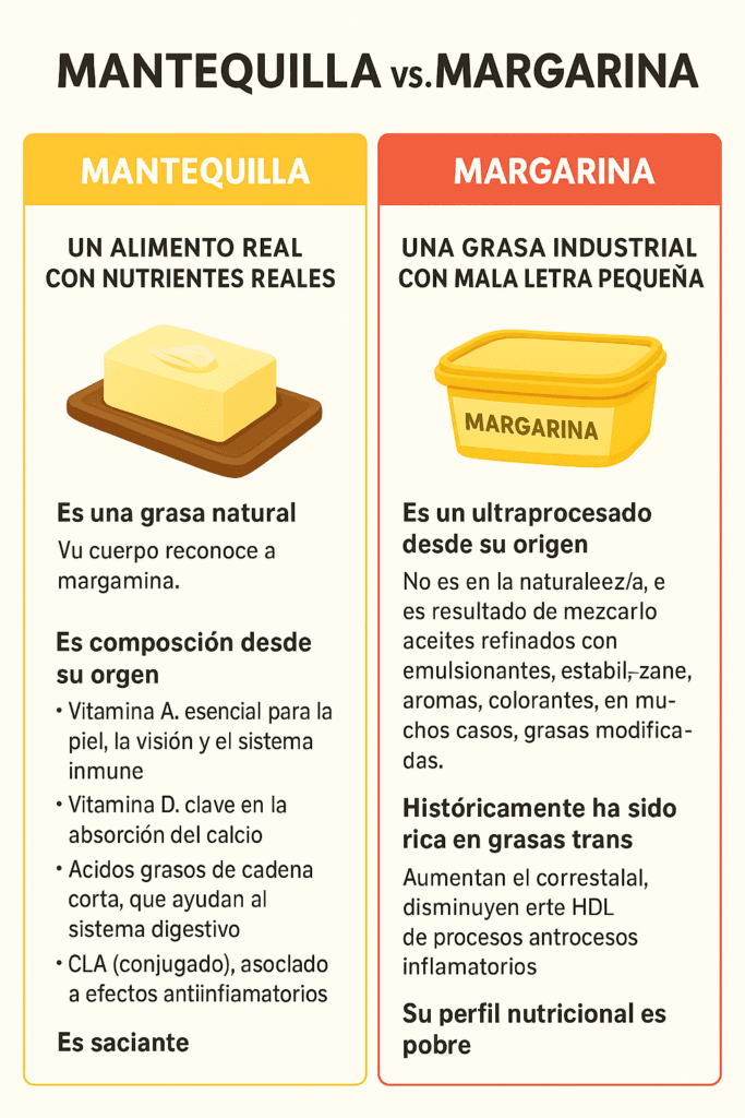 comparativa de los beneficios de la mantequilla frente a la margarina