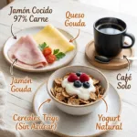 Foto de mi desayuno de hoy con más ideas para desayunos cetogénicos.