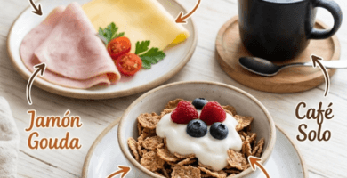 Foto de mi desayuno de hoy con más ideas para desayunos cetogénicos.