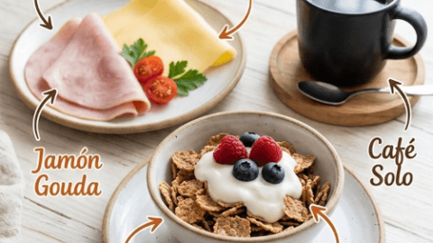 Foto de mi desayuno de hoy con más ideas para desayunos cetogénicos.